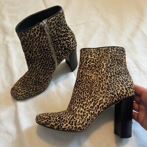 Dolce Vita 7 Leopard Calf Hair Ankle Boots Booties w/ Block Heel